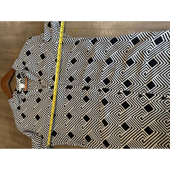 Diane Von Furstenberg 100% Silk Prita Black Geo Striped Shirt Dress Women’s sz 4 - Picture 9 of 11